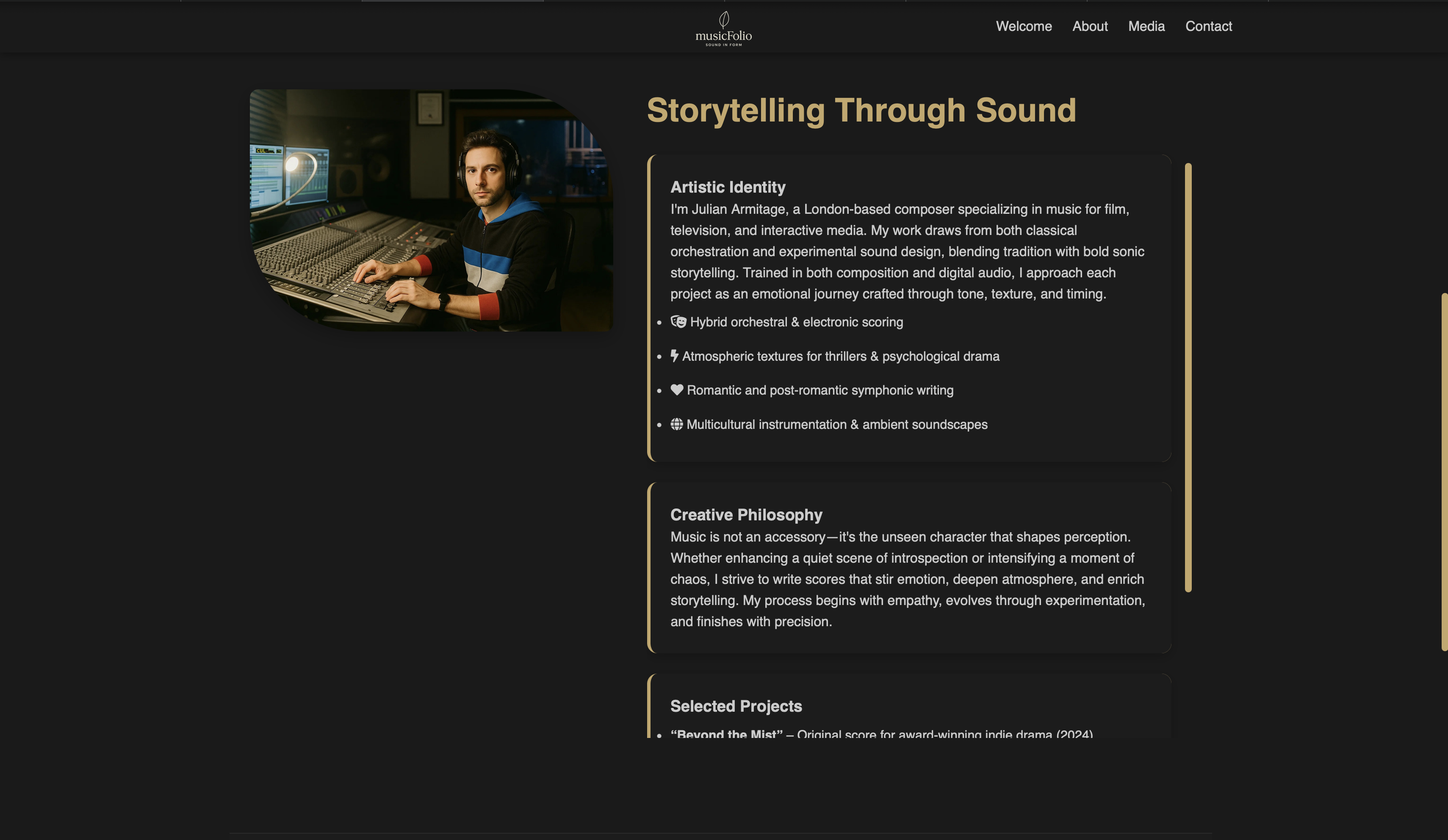 musicFolio - About Section