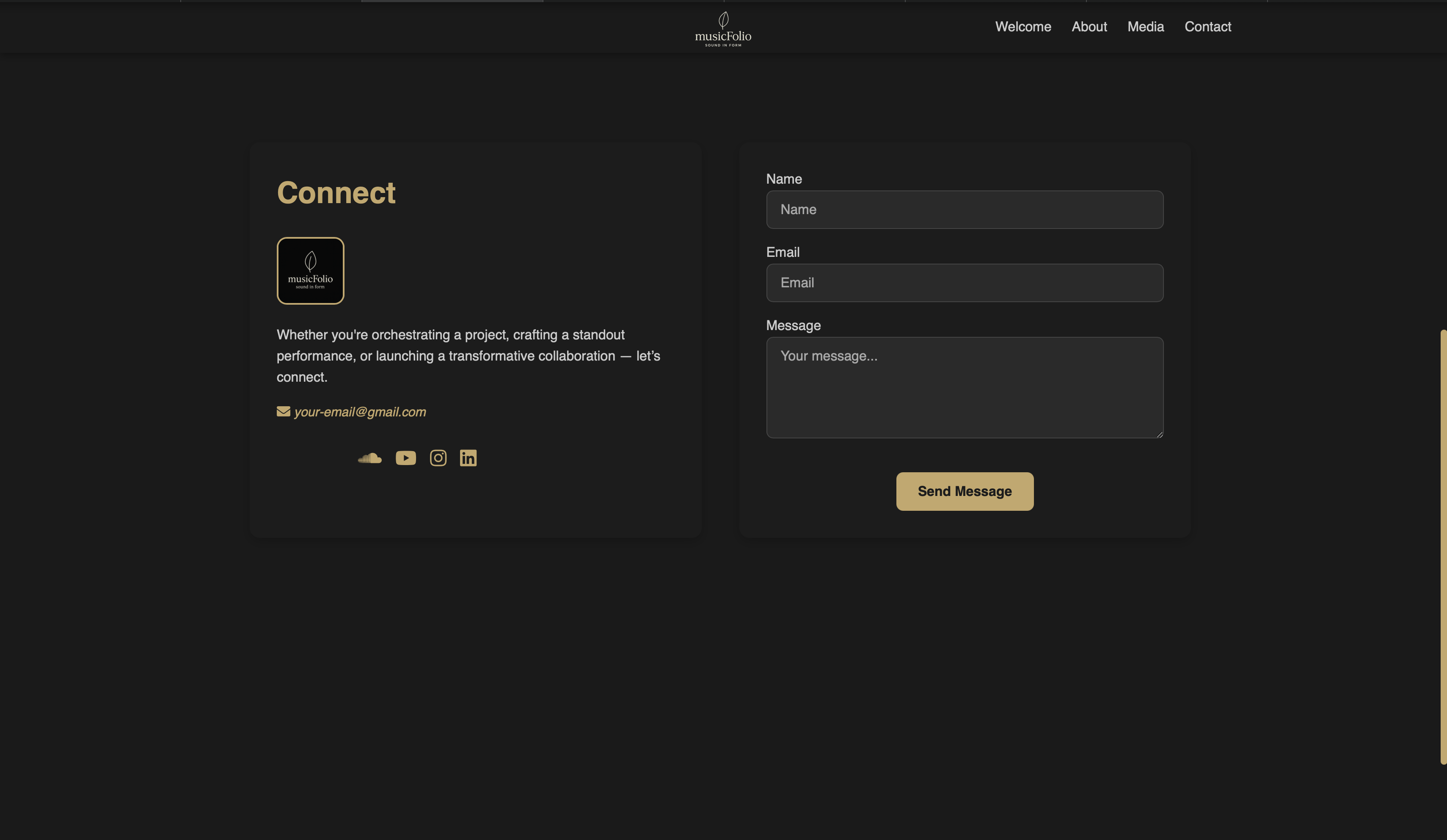 musicFolio - Contact Section